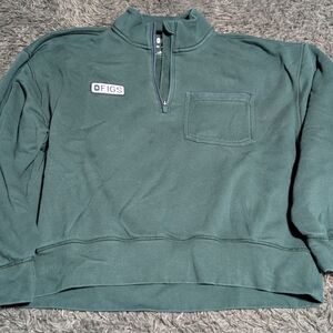 Figs Women's Green Quarter-Zip Sweater